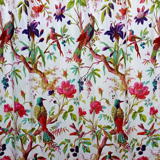 Birds of Paradise White width 44 inches - The Teal Thread