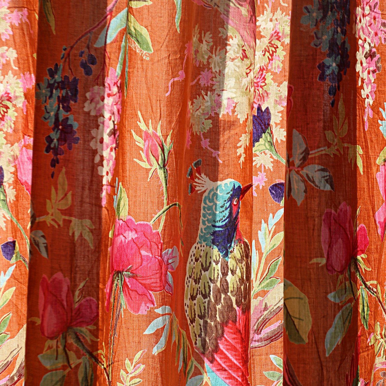 Paradise Voile Curtain Pair Orange - The Teal Thread