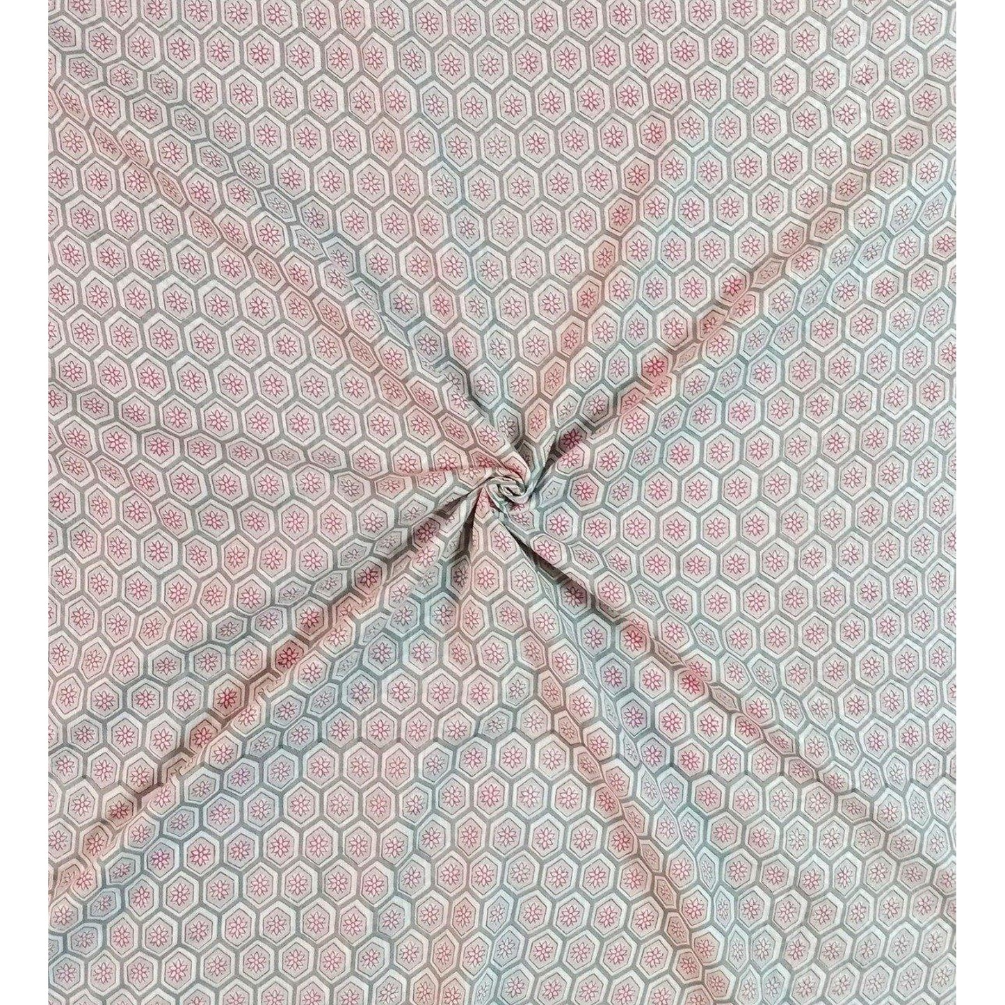 Pink and Grey cotton Camrik width 44 inches - The Teal Thread