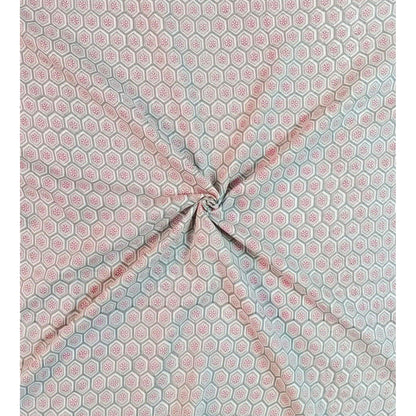 Pink and Grey cotton Camrik width 44 inches - The Teal Thread