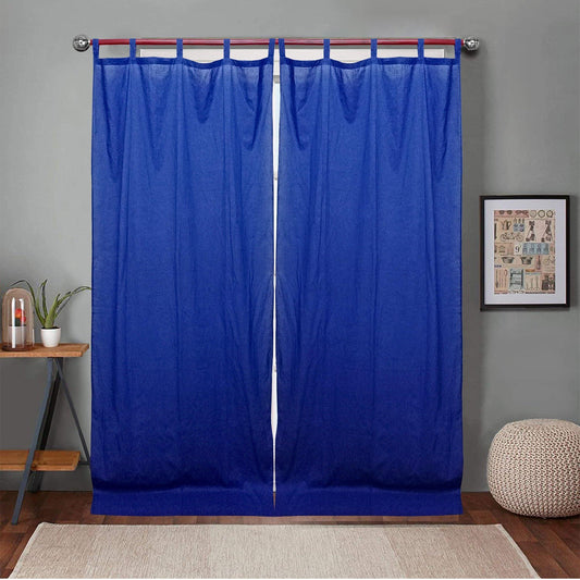 Royal blue Voile Curtain Pair - The Teal Thread