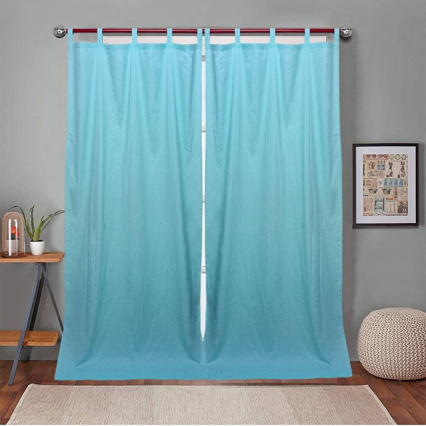 Solid Sky blue Voile Curtain Pair - The Teal Thread