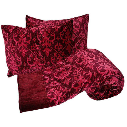 Special Offer ! Luxurious Red Velvet King Size 3 Pieces Quilt Set - The Teal Thread