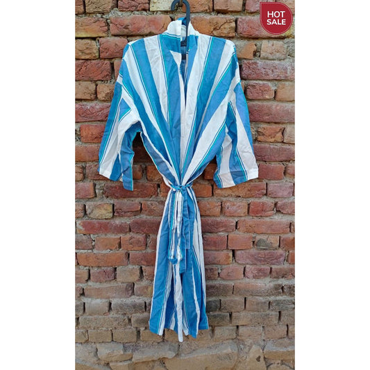 Stripes Kimono Bath Robes/ Night Suit - The Teal Thread