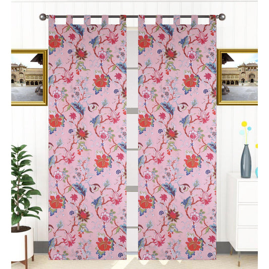 Tree of Life Voile Curtain Pair Pink - The Teal Thread