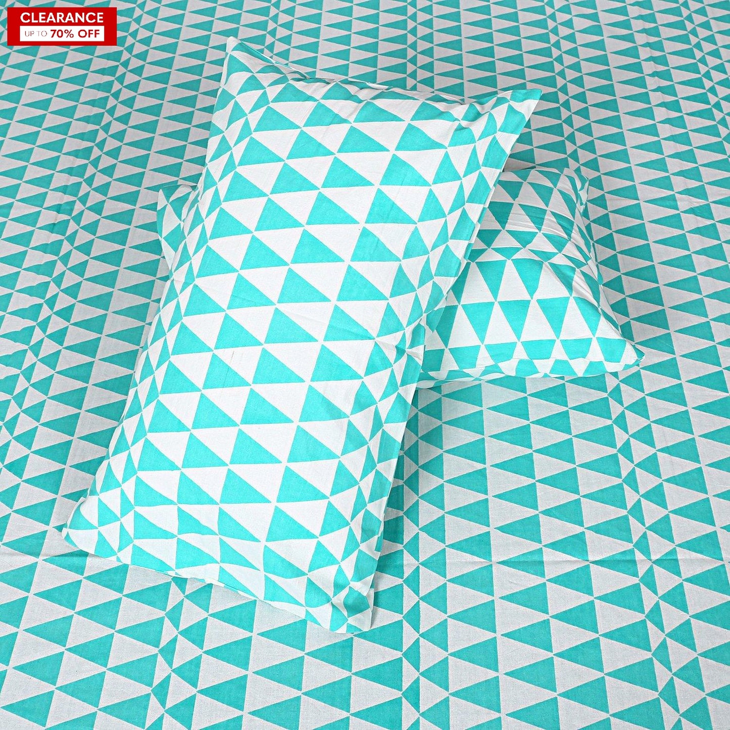 Triangle Teal Pair of Pillow cover (Pillow covers only) - The Teal Thread