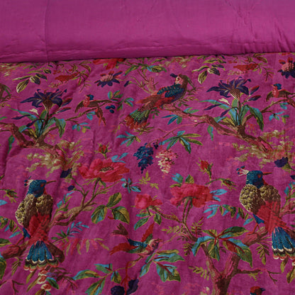 Birds of Paradise Cotton Velvet Quilt - Magenta - The Teal Thread