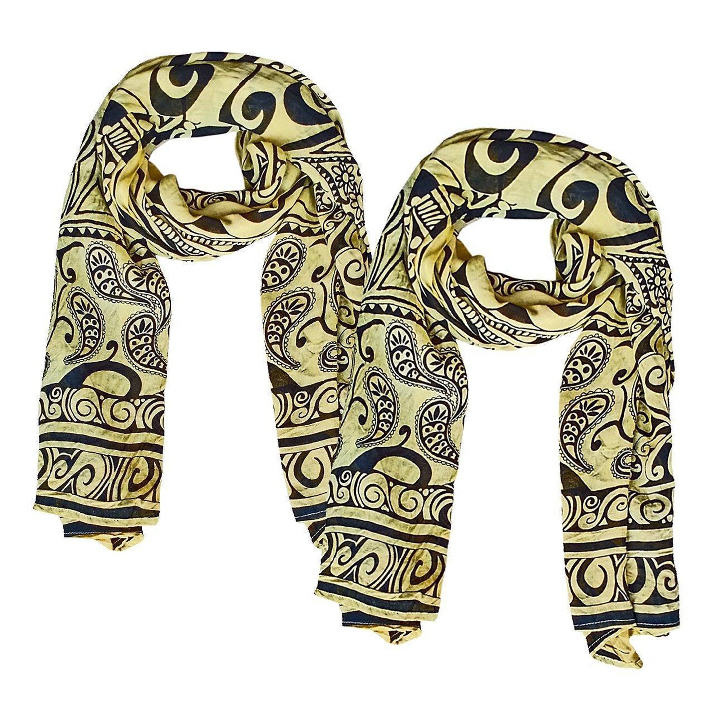 Yellow Monochrome Rayon Scarf/Stole 90x180 cms - The Teal Thread